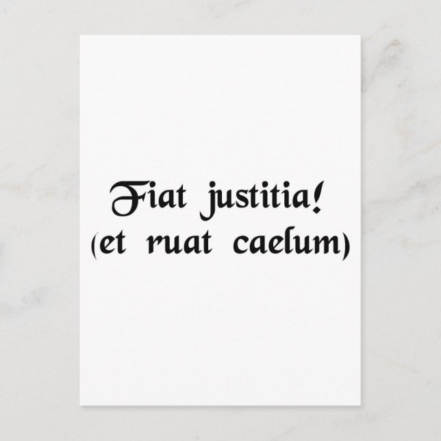 Postal Que se haga justicia. (aunque el cielo cae) (Anverso)