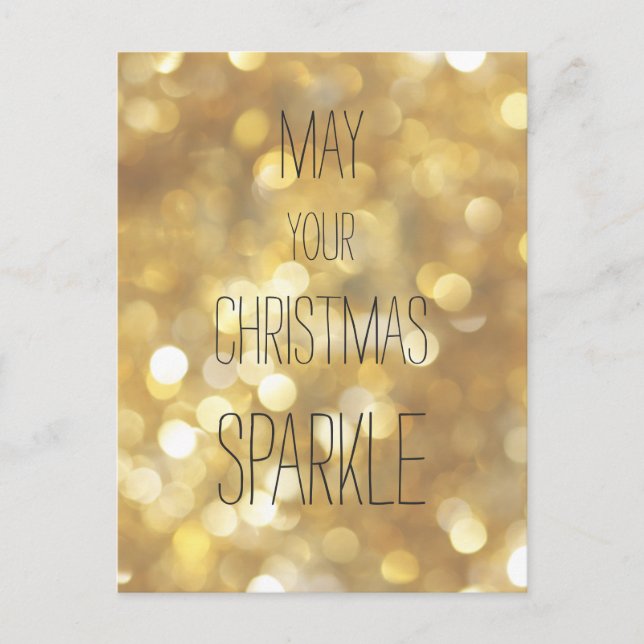 Postal Que sus Navidades Esparkle - Purpurina de oro (Anverso)
