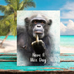 Postal Que tengas un buen día de juego divertido con el d<br><div class="desc">Obra de arte original con un chimpancé gracioso con actitud que le hacía el saludo del dedo medio (también conocido como voltear el pájaro y darle el dedo) con la leyenda "Ten un buen día". Forma divertida de enviar un saludo amistoso a amigos y familiares que tienen sentido del humor....</div>