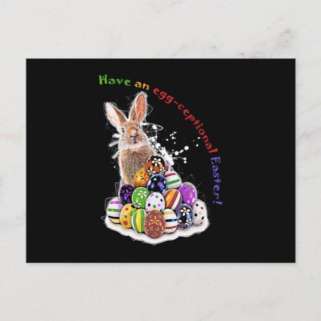 Postal ¡Que tengas una Pascua con huevos! Huevos de conej (Anverso)