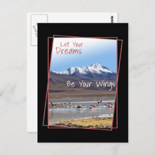Postal Que tus sueños sean tus alas flamencos rosados