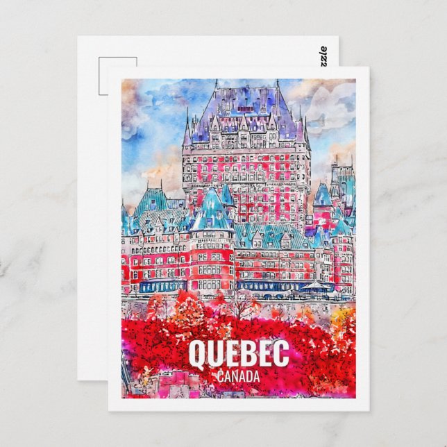 Postal Quebec Canadá Famoso lugar de viaje acuarela (Anverso / Reverso)