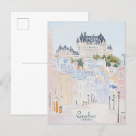 Postal Quebec Canadá Gouache Paint Ilustracion Viaje