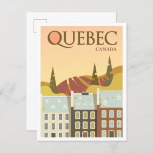 Postal Quebec Canadá Ilustracion de viajes de arte