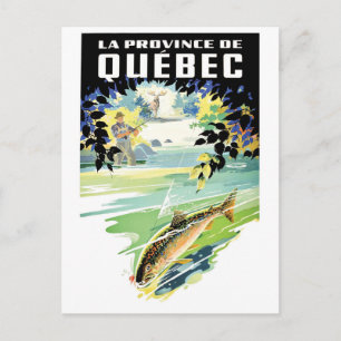 Postal Quebec, Canadá. Pesca en el río