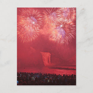 Postal Quebec, Quebec, Canadá. Fuegos artificiales en el 