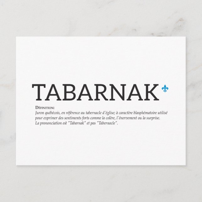 Postal Québec Tabarnak Juron Joual Humor Français (Anverso)