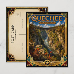 Postal Quechee Vermont Vintage Arte Deco Edad de Oro