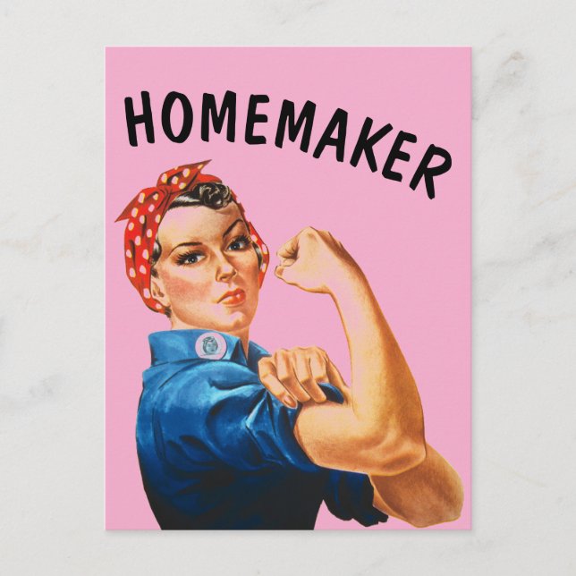 Postal Quédate con la esposa RETRO ROSIE EL RIVETER POSTC (Anverso)