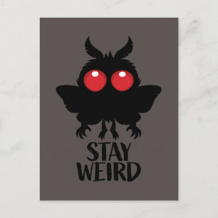 Postal Quédate raro, espeluznante, adorable Mothman Crípt