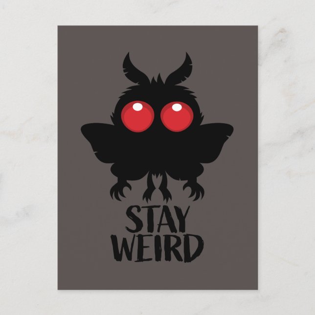 Postal Quédate raro, espeluznante, adorable Mothman Crípt (Anverso)