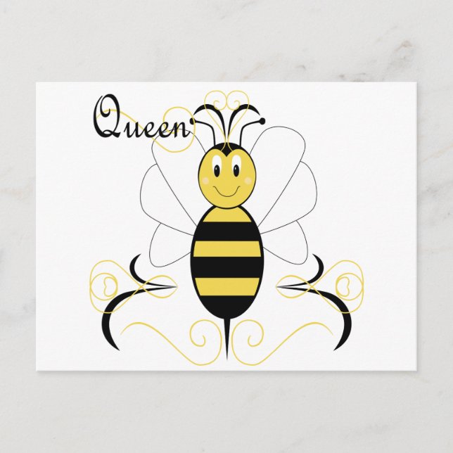 Postal Queen Bee con burbujas sonrientes (Anverso)