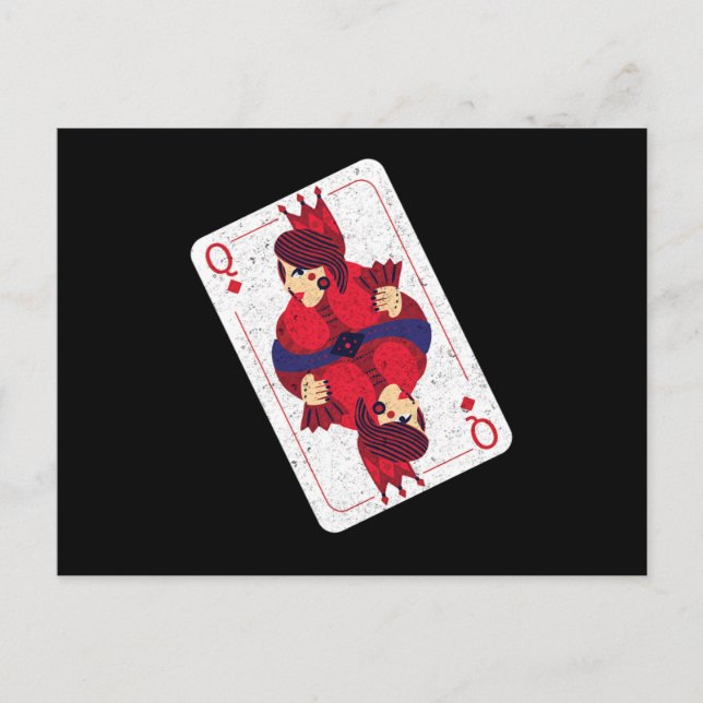 Postal Queen Hearts Playing Cards Casino Poker Game Gift (Anverso)