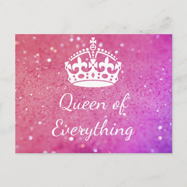 Postal Queen of Everything Crown Pink Bokeh Postcard (Anverso)