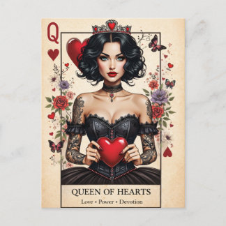 Postal Queen of Hearts Gothic Tarot Postcard 