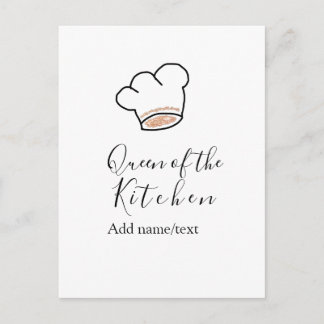 Postal Queen of the kitchen chef cooking add name crown 
