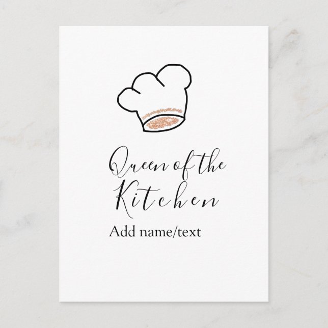 Postal Queen of the kitchen chef cooking add name crown  (Anverso)