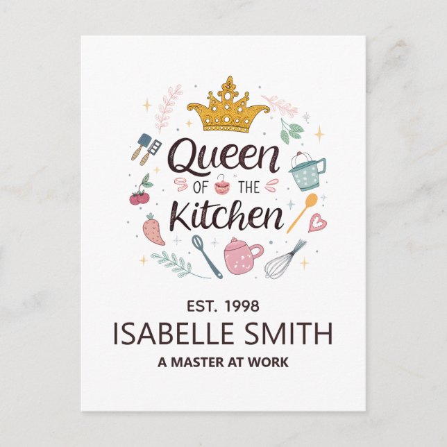 Postal Queen of the Kitchen Custom Name Design (Anverso)