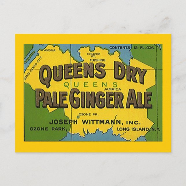 Postal Queens Dry Pale Ginger Ale Ozone Park POSTCARD (Anverso)