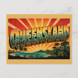 Postal Queensland Australia Arte de Viaje Vintage