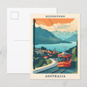 Postal Queenstown Australia Elegante Arte Vintage Viajes
