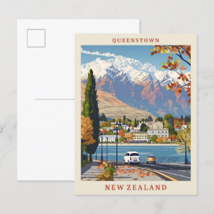 Postal Queenstown New Zealand Elegant Vintage Travel
