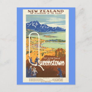 Postal Queenstown, Nueva Zelanda Viajes Vintage