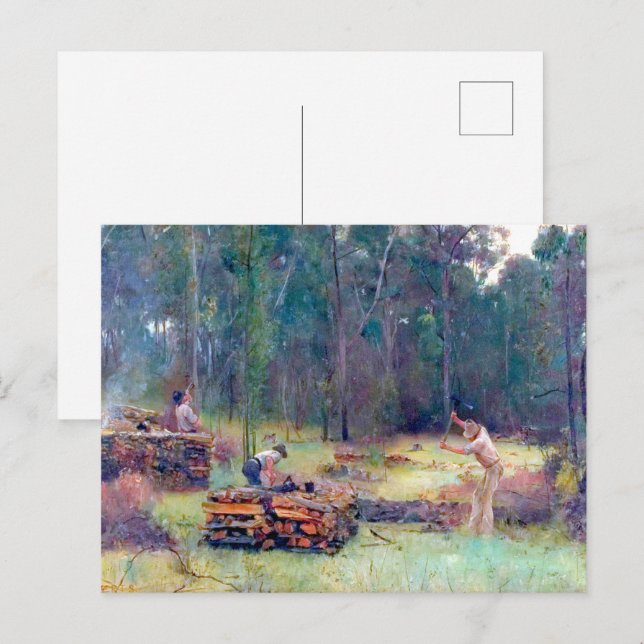 Postal Quemadores de Carbón Leñadores Tom Roberts 1886   (Anverso / Reverso)