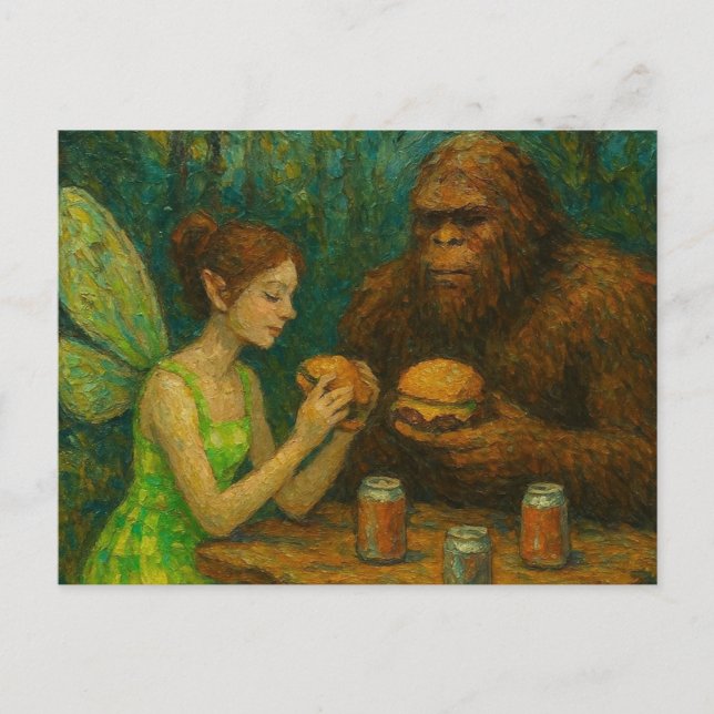 Postal Quemadores de carne de hadas y sasquatch (Anverso)