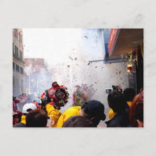 Postal Quemadores y leones de Año Nuevo chinos