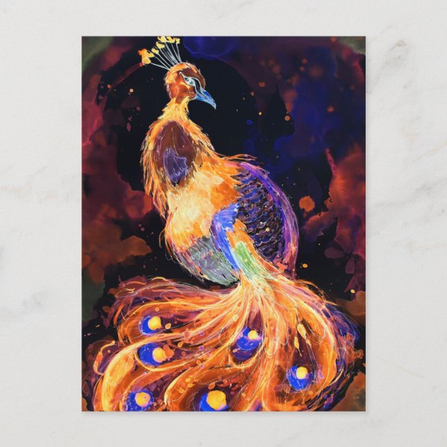 Postal Quemando Phoenix Peacock (Anverso)