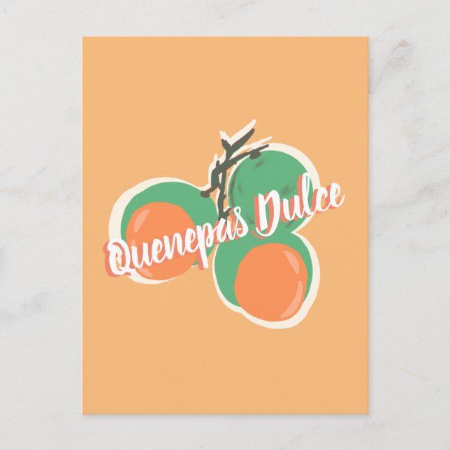 Postal Quenepas Lima Española Fruta Dibujada a Mano       (Anverso)