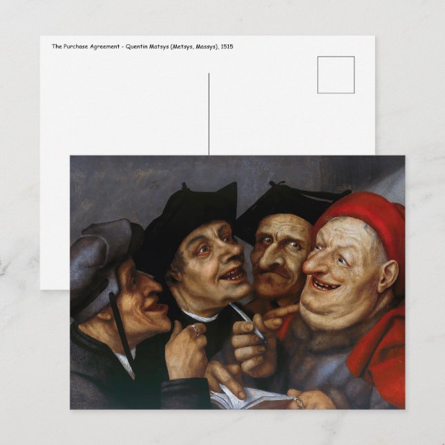 Postal Quentin Matsys - El Acuerdo de Compra (Anverso / Reverso)