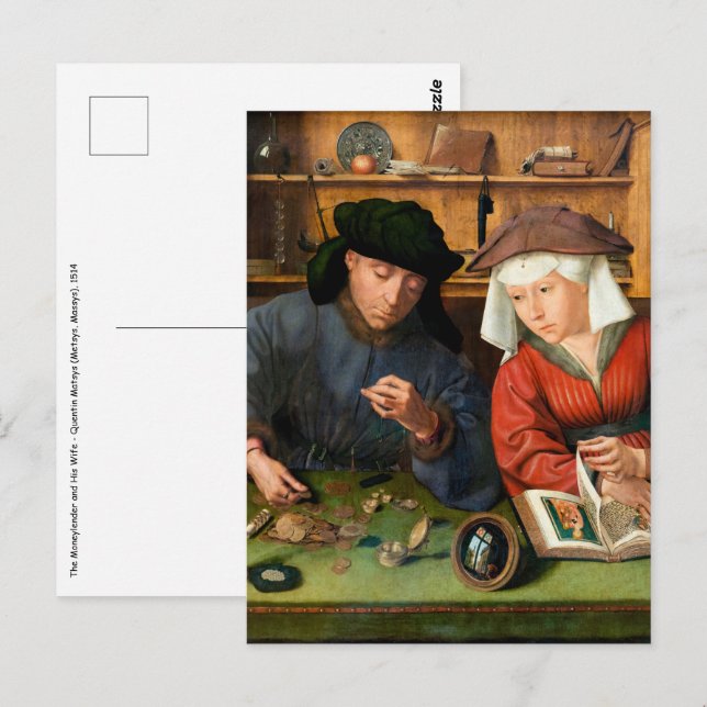 Postal Quentin Matsys - El prestamista y su esposa (Anverso / Reverso)