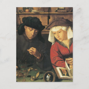Postal Quentin Matsys The Moneylender y su esposa