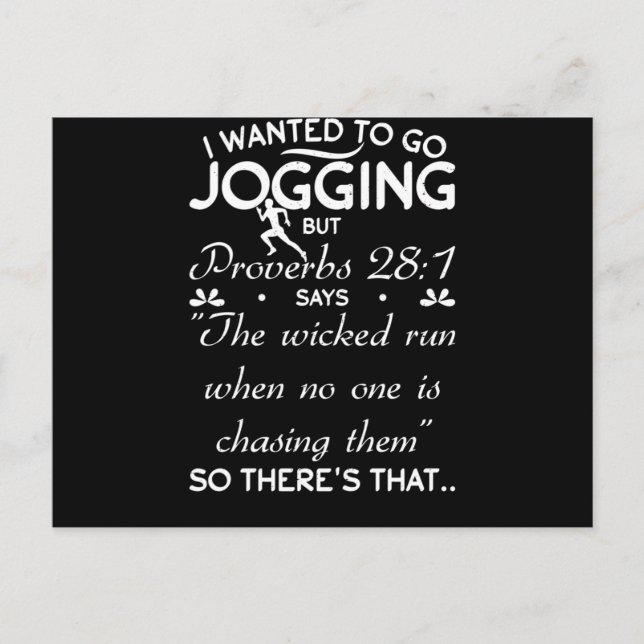 Postal Quería Ir Jogging Pero Los Proverbios Biblia Verse (Anverso)