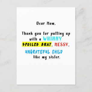 Postal Querida Mamá Gracias Por Aguantar A Una Niña Mimad