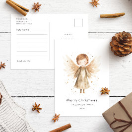 Postal Querida Santa Carta Beige Boho Baby Angel