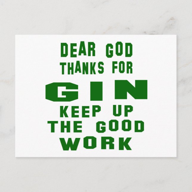 Postal Querido dios gracias por Gin. (Anverso)