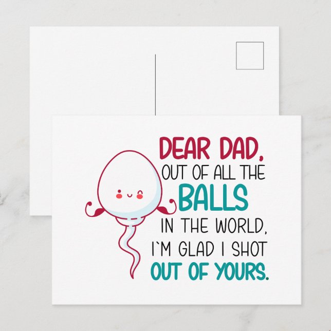 Postal Querido papá, de todas las bolas del mundo (Anverso / Reverso)