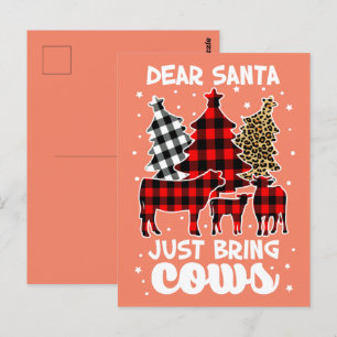 Postal Querido Papá Noel, trae vacas Navidades de búfalo