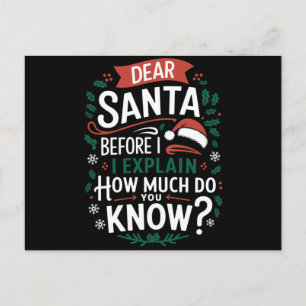 Postal Querido Santa Antes de que explique ¿Cuánto sabes?