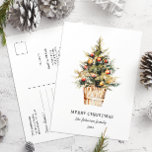Postal Querido Santa Carta Feliz Navidad Árbol<br><div class="desc">Querido Santa Carta Feliz Navidad Árbol Tarjeta Postal. Elegante carta a Santa. La parte trasera cuenta con un hermoso árbol de Navidad decorado.</div>