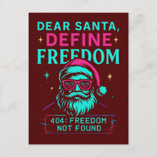 Postal Querido Santa Define Libertad Diseño Retro