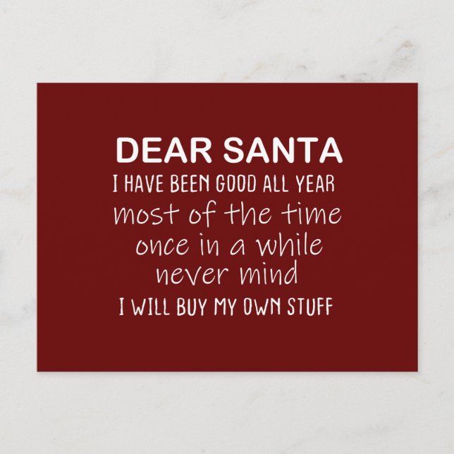 Postal Querido Santa, he sido una buena carta divertida a (Anverso)