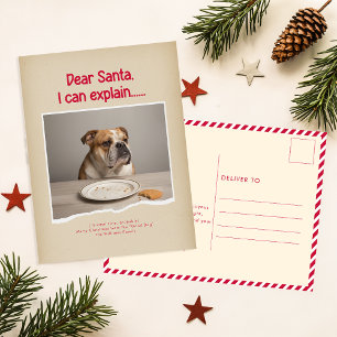 Postal Querido Santa Puedo Explicar Foto de Perro Navideñ