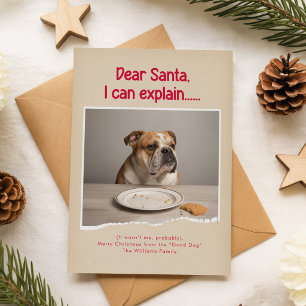 Postal Querido Santa Puedo Explicar Foto de Perro Navideñ