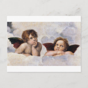Postal Querubines, ángeles alados pintura de Raffael 