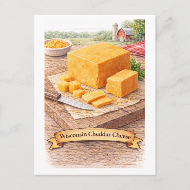 Postal Queso Cheddar de Wisconsin (Serie de Comida Americ (Anverso)