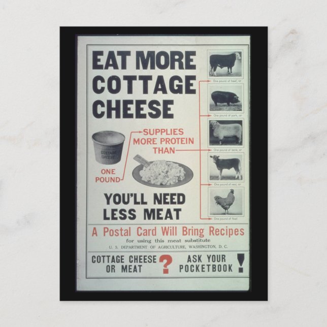 Postal Queso de cabaña para comer - Vintage (Anverso)